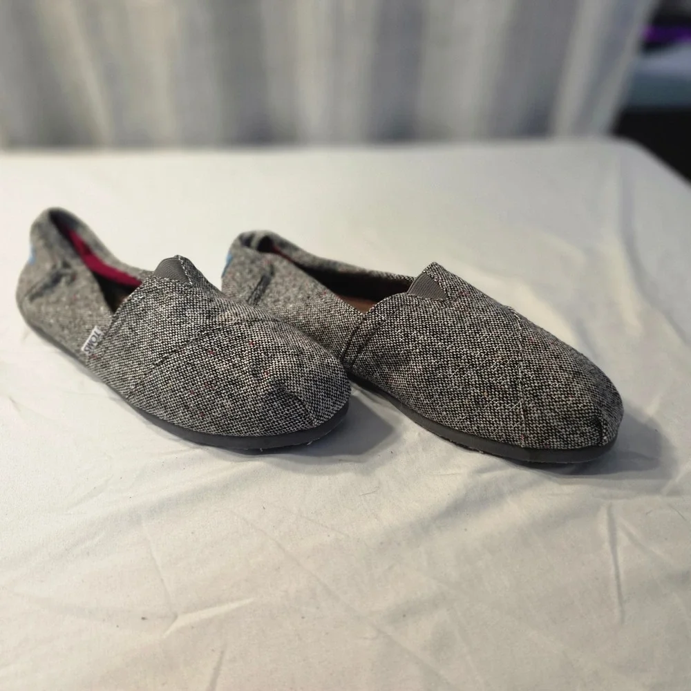 TOMS Classic Alpargata Slip On Shoes Mens 11 Gray Tweed Woven Multicolor Fleck